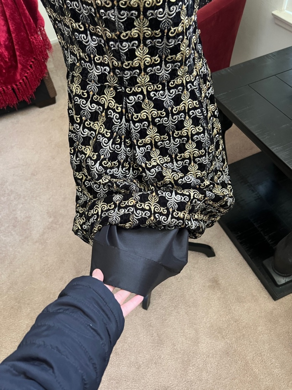Alice + Olivia Black Marilla Embroidered Mini Dress Black, Silver & Gold - Picture 9 of 14